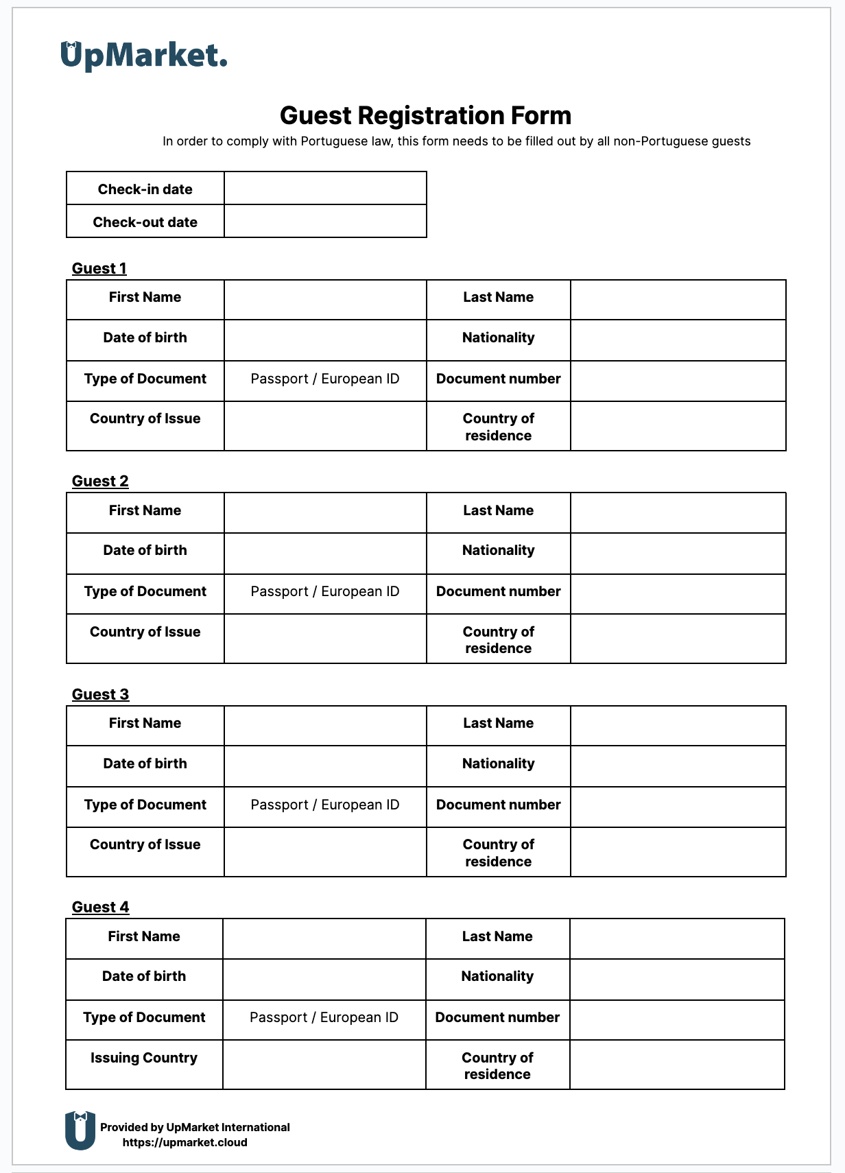 Accommodation bulletin form PDF UpMarket